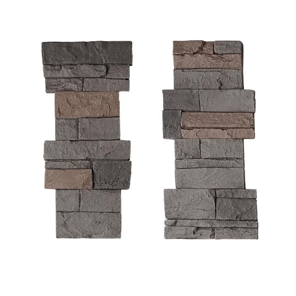 GenStone Stacked Stone 11.25 in. x 24 in. Coffee Faux Pillar Panel ...