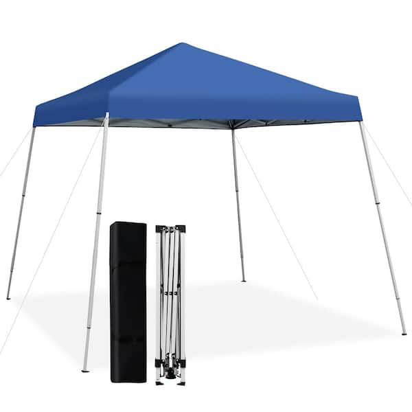 10 x 10 Feet Outdoor Instant Pop Up Canopy with Carrying Bag Blue Costway