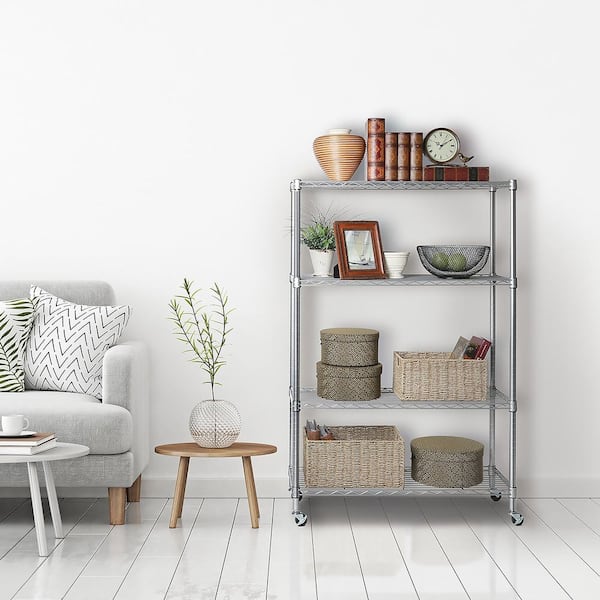 reyes311d 4unit ② Seville Classics 4-Tier Steel Wire Shelving System in Zinc (36 in