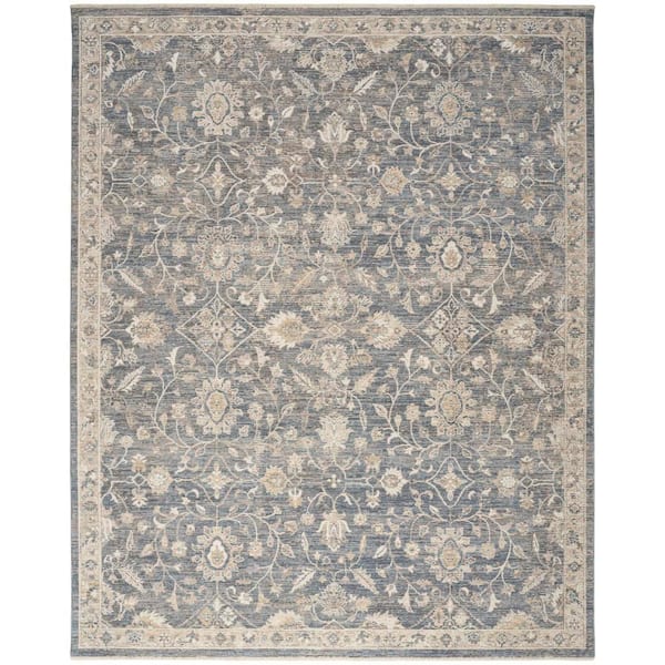 Harbor Blue 10 ft. x 13 ft. Floral Traditional Area Rug