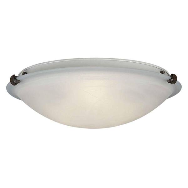 Forte Lighting 2-Light Rustic Sienna Flush Mount with Marble Glass