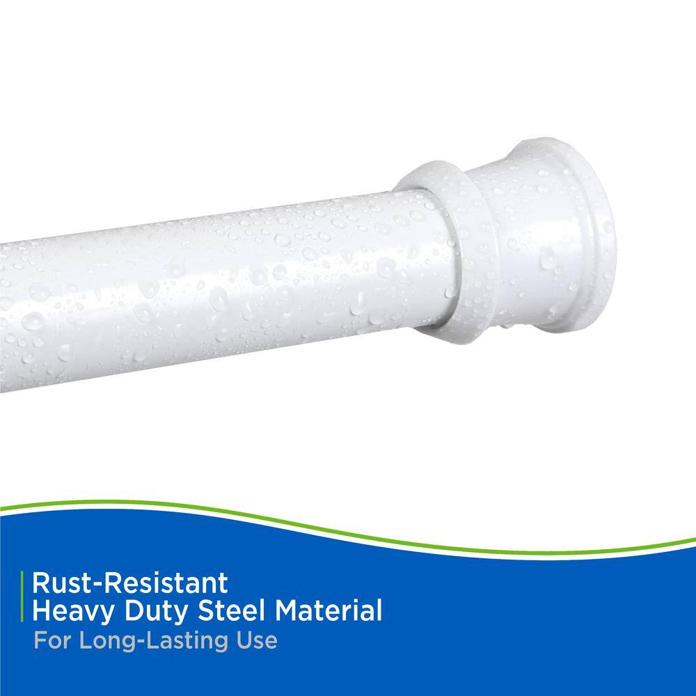 White Adjustable Steel Tension Shower Curtain Rod, 24-40 Inches