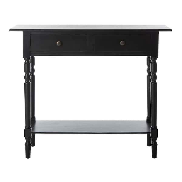 SAFAVIEH Rosemary 38 in. 2-Drawer Black Wood Console Table