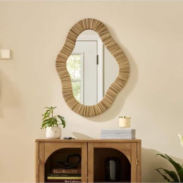 Natural Puddle Shape Framed Mirror (24 in. W x 32 in. H)