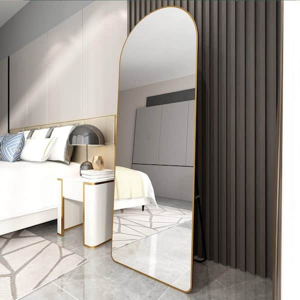 Unbranded Gold 23.2 in. W x 64.9 in. H Arched Metal Full Length Mirror