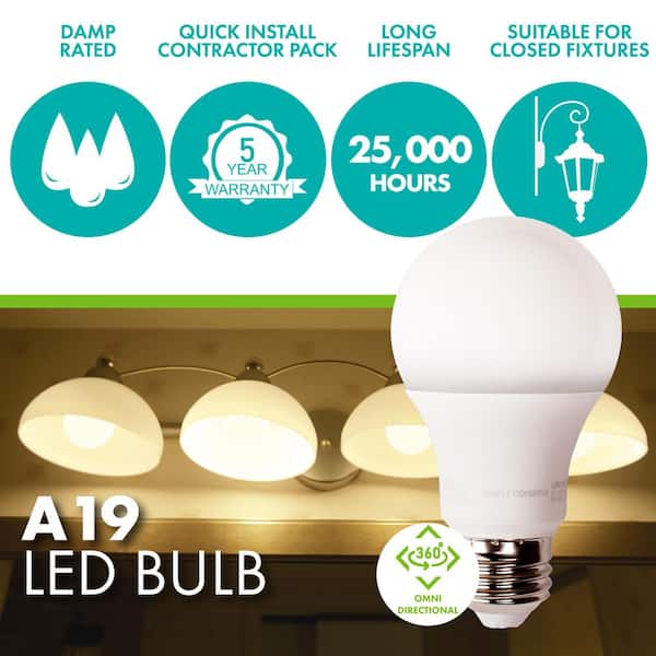 100-Watt Equivalent A19 Dimmable LED Light Bulb, 2700K Soft White, 8-pack