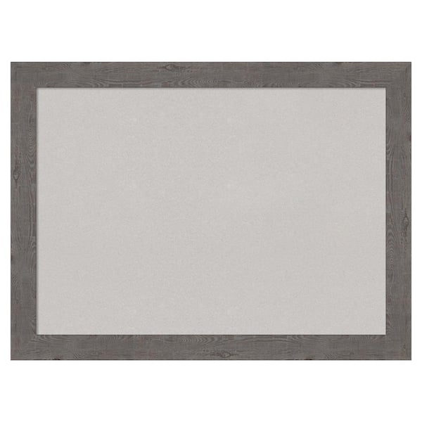 Amanti Art Rustic Plank Grey Narrow Framed Grey Corkboard 31 in. x 23 in. Bulletin Board Memo Board