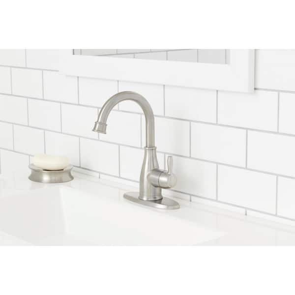 Mandouri Single Hole Single-Handle Touchless High-Arc Bathroom Faucet in Brushed Nickel