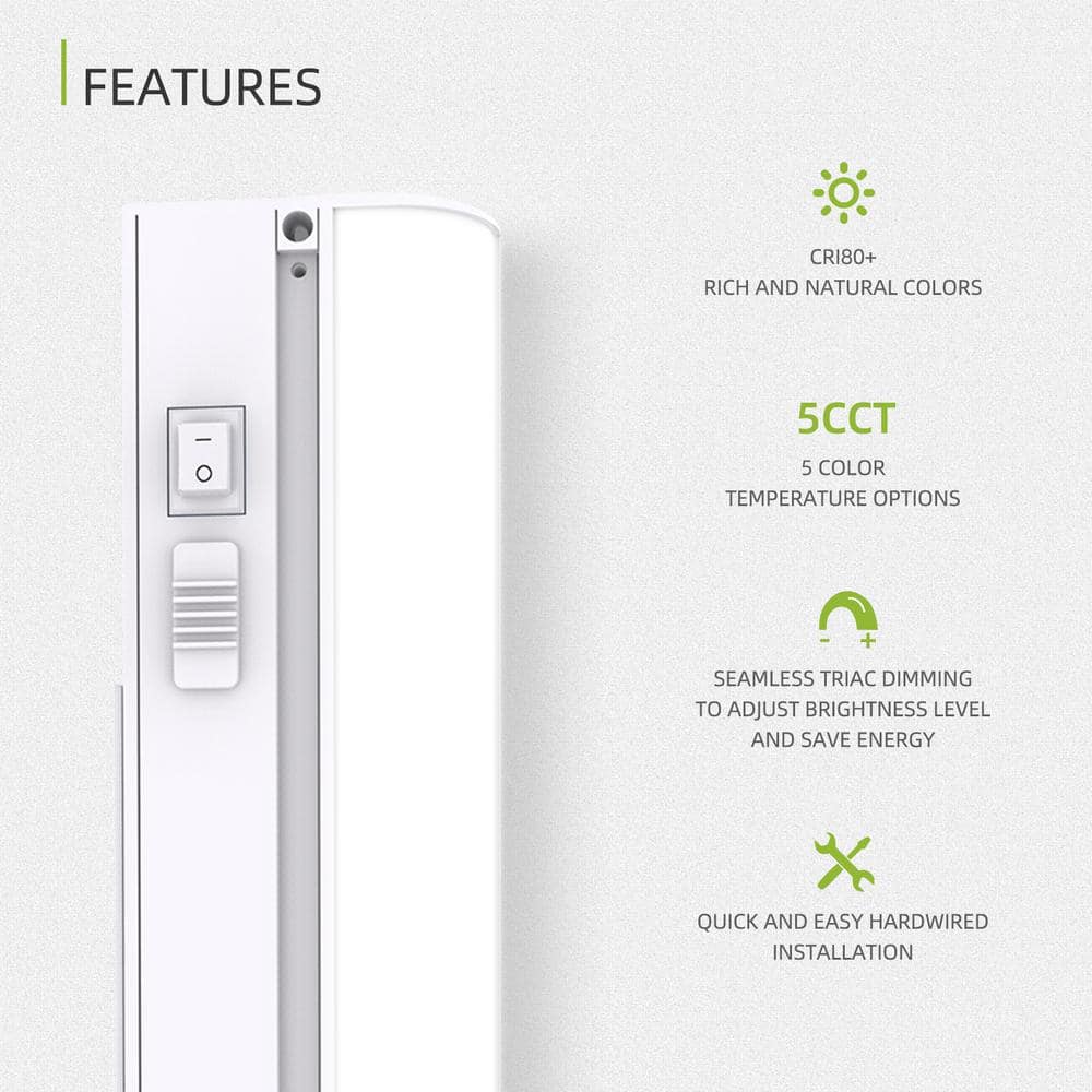 36-Inch Matte White LED Under Cabinet Light