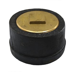 4 in. Service Weight Cast Iron Push-On Cleanout Less Gasket with Raised Head Plug for DWV - 3 in. H