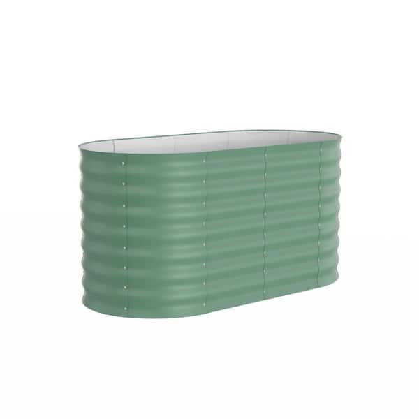47.2 in. x 23.6 in. x 23.6 in. Outdoor Oval Galvanized Steel Raised Garden Bed in Green, Pack of 2