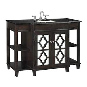 Reflections 48 in. W x 35 in. H Vanity in Espresso with Granite Vanity Top in Black with White Basin