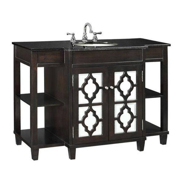 Home Decorators Collection Reflections 48 in. W x 35 in. H Vanity in Espresso with Granite Vanity Top in Black with White Basin