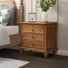 JAYDEN CREATION Julia Acorn 27 in. H Traditional 3-Drawer Solid Wood Legs Nightstand with Charging Station NSYL0889-ACR