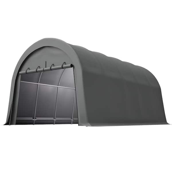 12 ft. W x 20 ft. D x 9.7 ft. H Heavy-Duty Gray Carport for Trucks