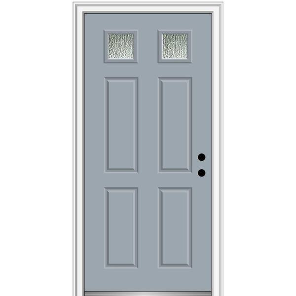 MMI Door 30 in. x 80 in. Left-Hand/Inswing Rain Glass Storm Cloud Fiberglass Prehung Front Door on 4-9/16 in. Frame