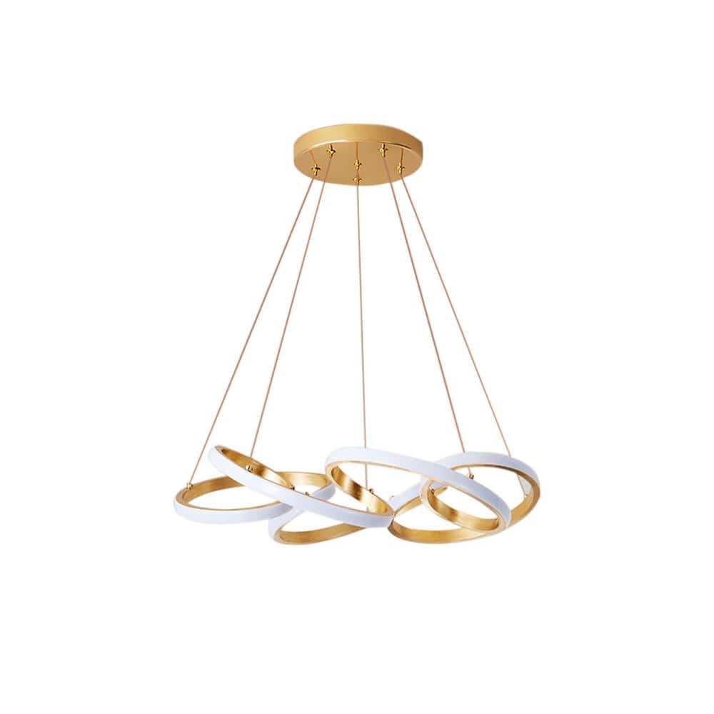 OUKANING 78-Watt Integrated LED Gold Modern Irregular Ring Geometric Design  Chandelier with Acrylic Shade and Remote HG-HCXLST-4705 - The Home Depot