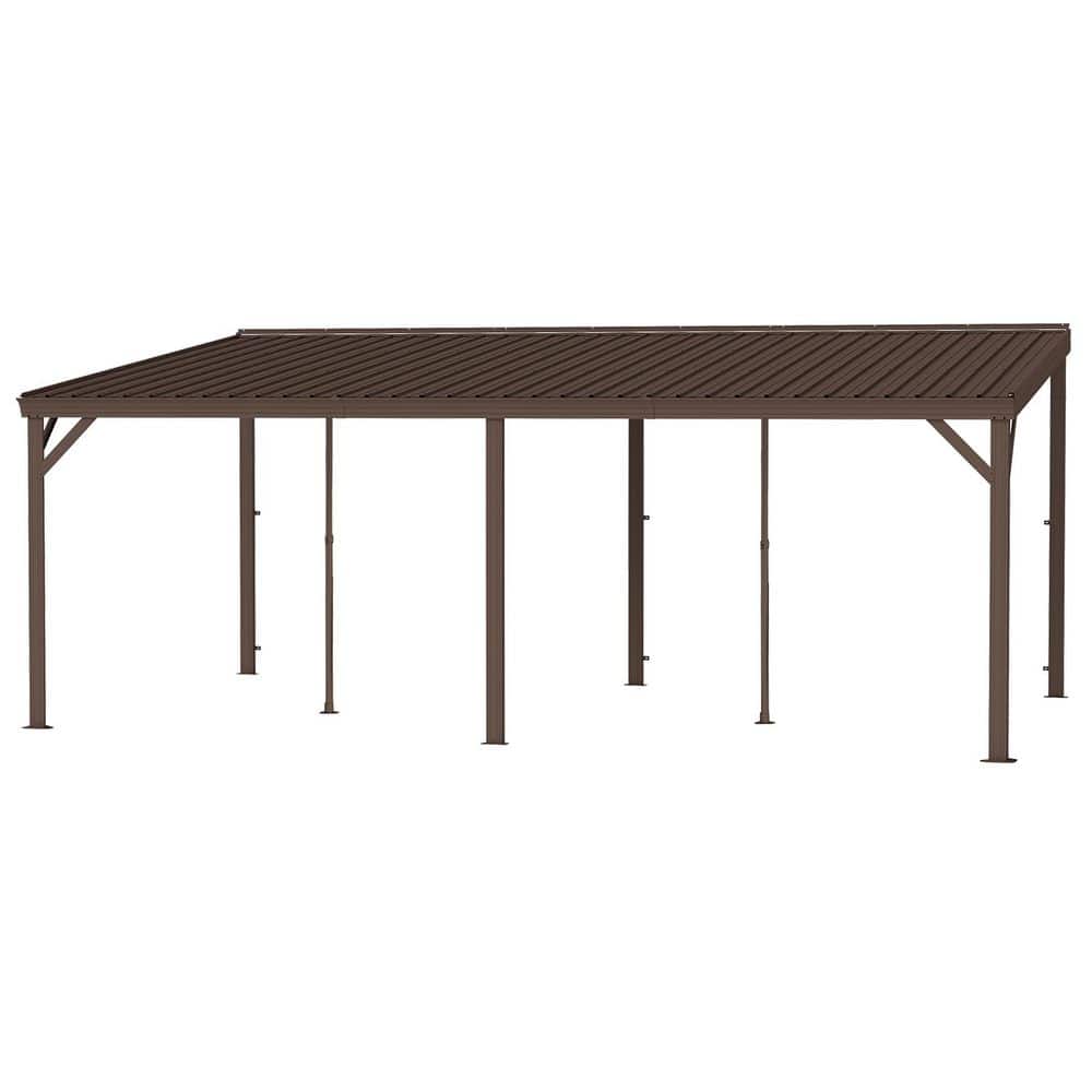 12 ft. x 20 ft. Wall-Mounted Galvanized Steel Roof Gazebo in Brown price history on PriceWatchPro