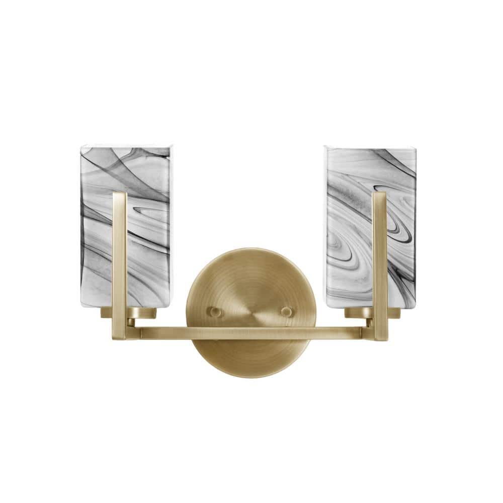 Cottonwood 12.5 in. 2-Light Vanity Light New Age Brass with 3.5 in. Square 