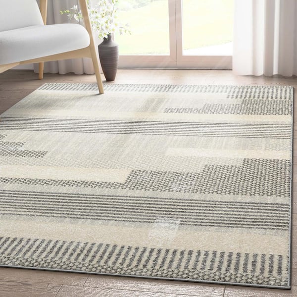 Light Grey Cream 7 ft. 10 in. x 9 ft. 10 in. Mystic Athena Tribal Moroccan Area Rug
