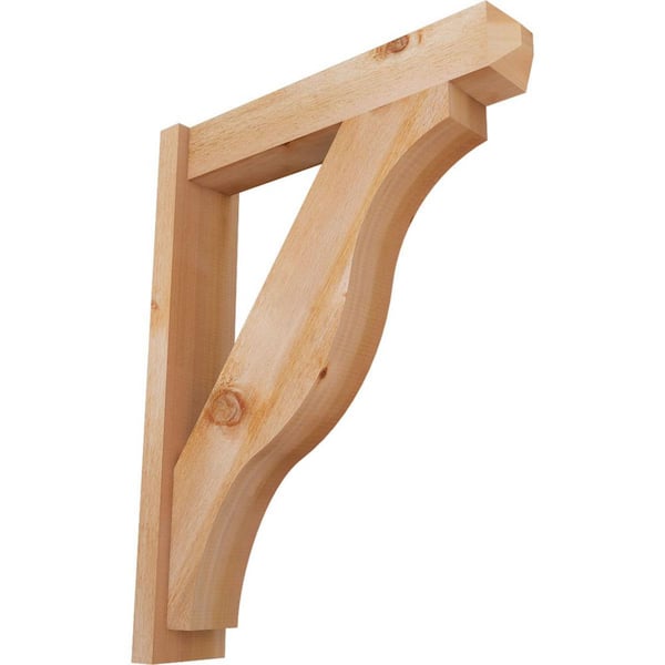 Ekena Millwork 6 in. x 36 in. x 28 in. Western Red Cedar Fuston Craftsman Rough Sawn Outlooker