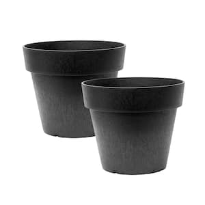 16 in. Baritone Recycled Rubber Indoor/Outdoor Self Watering Planter in Slate, (2-Pack)