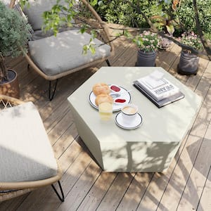 41 in. Indoor and Outdoor Patio Mgo Concrete Coffee Table in a Off-White Hexagon Design