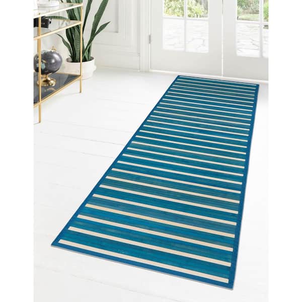 Bamboo Zhuzi Blue White 2 ft. x 6 ft. Runner Area Rug