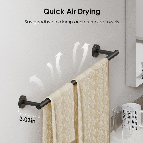 24 in. Wall Mounted Single Towel Bar in Matte Black