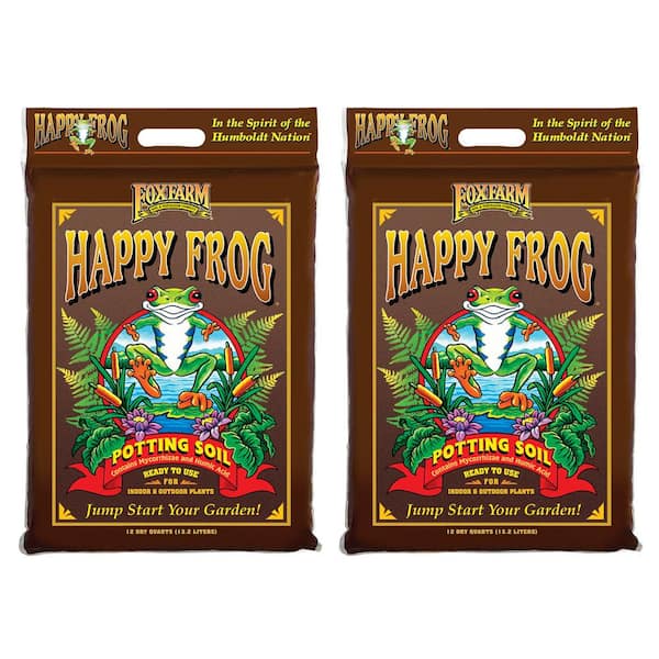 FOXFARM Happy Frog Nutrient Rapid Growth Garden Potting Soil, 12 quart (2 Pack)