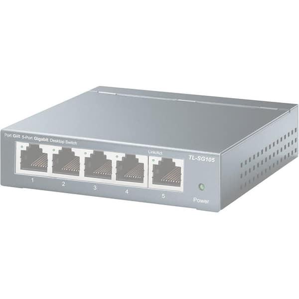 Yichuhaoxi 5 Port Gigabit Unmanaged Ethernet Switch, Network Hub, Ethernet Splitter, Plug & Play, Shielded Ports in Navy Blue