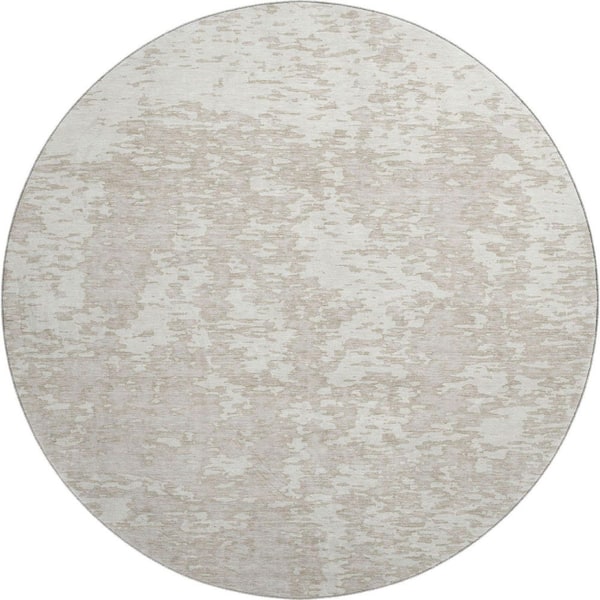 Addison Rugs Mayfield Premium Machine Washable Abstract AMF946 Ivory 8 ft. x 8 ft. Round Rug