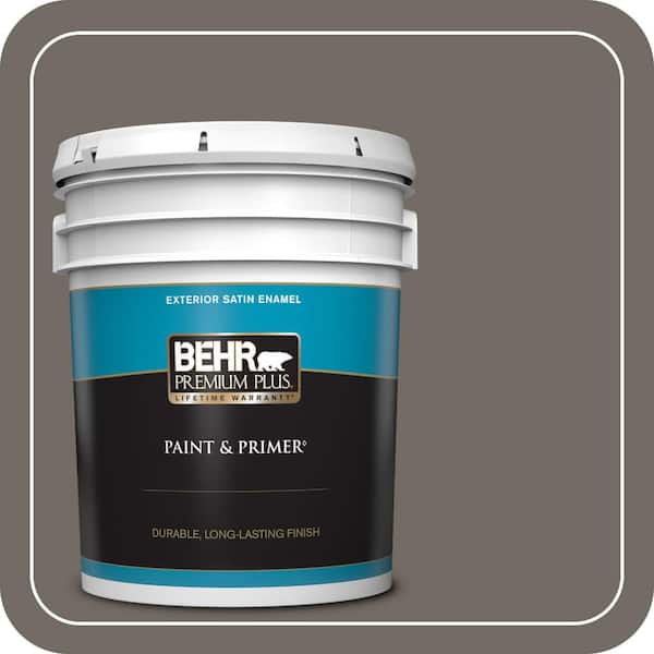 BEHR PREMIUM PLUS 5 gal. #PPU24-04 Burnished Pewter Satin Enamel Exterior Paint & Primer