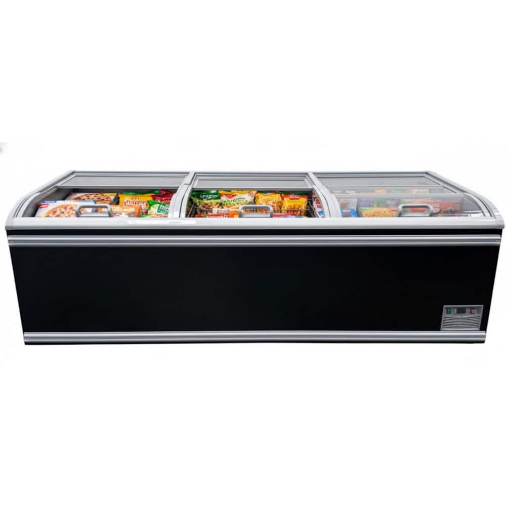 98 in. 26.5 cu. ft. Commercial Manual Defrost Chest Freezer Combined Island Freezer Showcase Merchandiser in Black