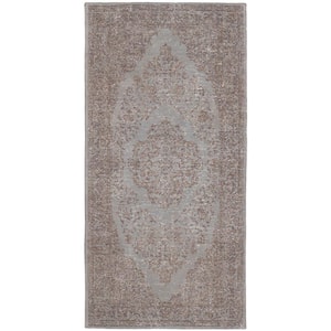 Classic Vintage Gray 2 ft. x 5 ft. Border Area Rug