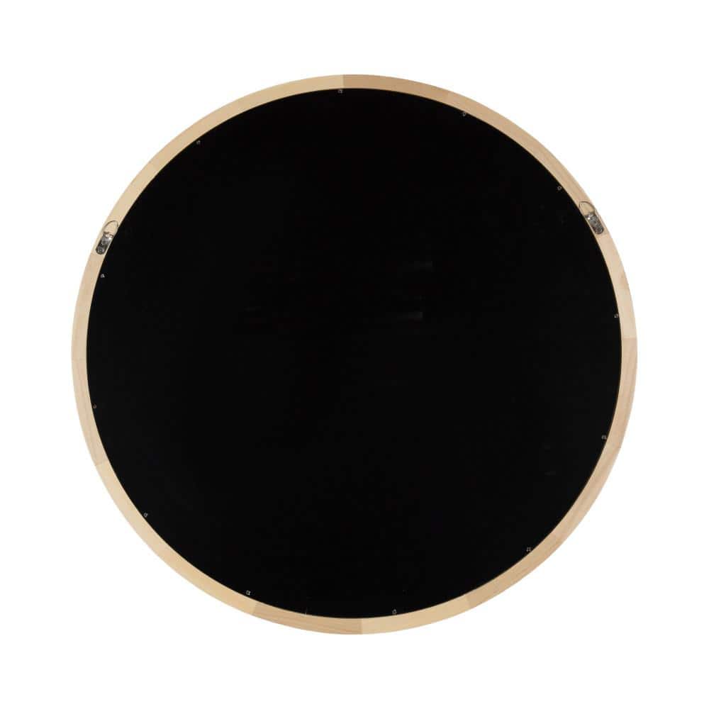 Hatherleigh 30" Natural Wood Round Bathroom Vanity Mirror
