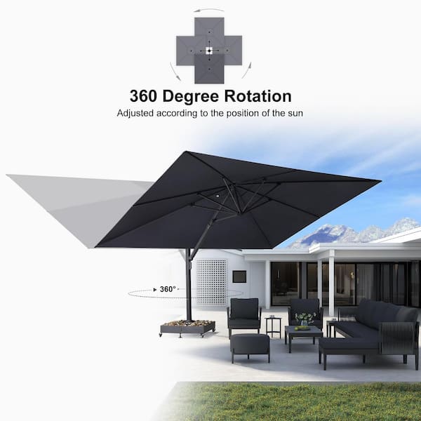 4 ft patio umbrella 11  9 ft Outdoor Patio Offset Cantilever Dual Top Umbrella with 4-Piece  Fillable Weighted Base - On Sale - Overstock
