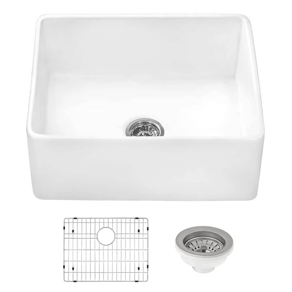 Ruvati 27-inch White Fireclay Farmhouse Kitchen Sink