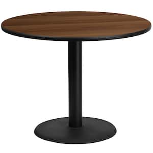 42 in. Round Walnut Laminate Table Top with 24 in. Round Table Height Base