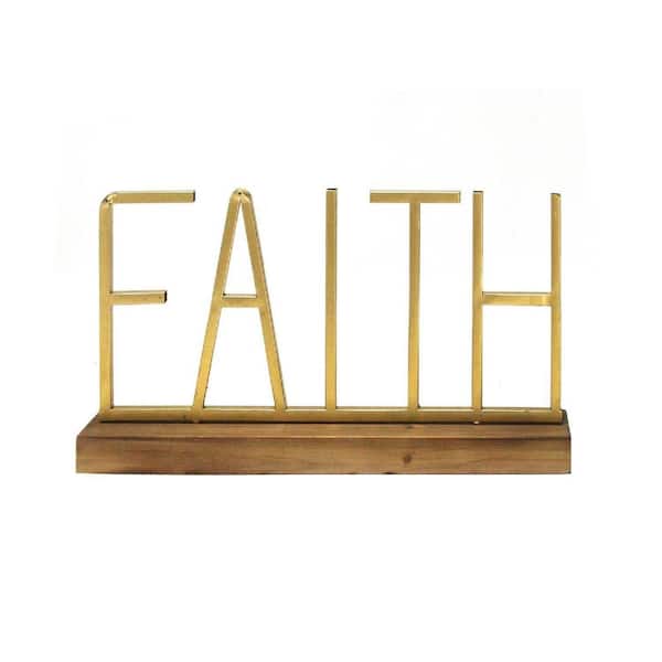 HomeRoots 9.25 in. Natural Wood Metal and Wood Faith Table Top