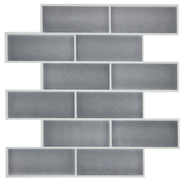 RoomMates Dark Stone Gray Ceramic 10.5 in. x 10.5 in. Vinyl Peel and Stick Tiles (Total sq. ft. covered 2.45 sq. ft./4-Pack)