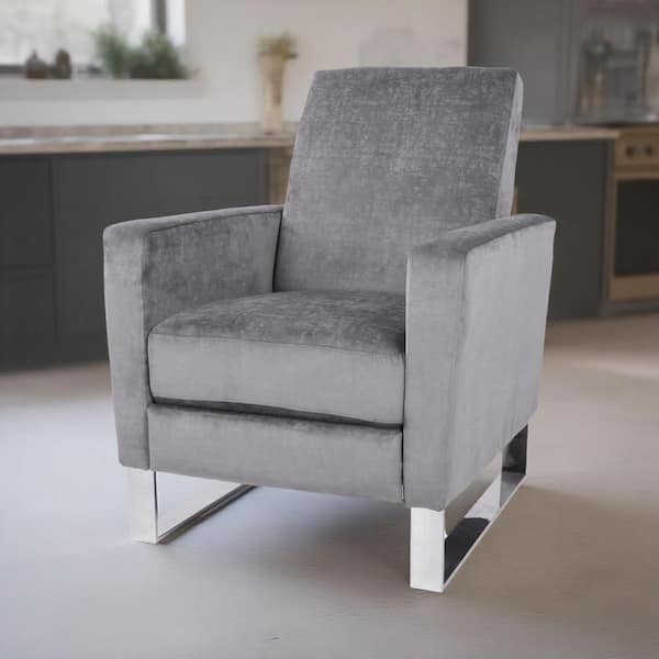 Reki Gray and Silver Fabric Glider Recliner Chair