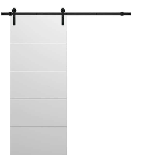 Assembly Required 30 in. x 80 in. 1-Panel Painted White Solid Wood Sliding Barn Door with Hardware Kit