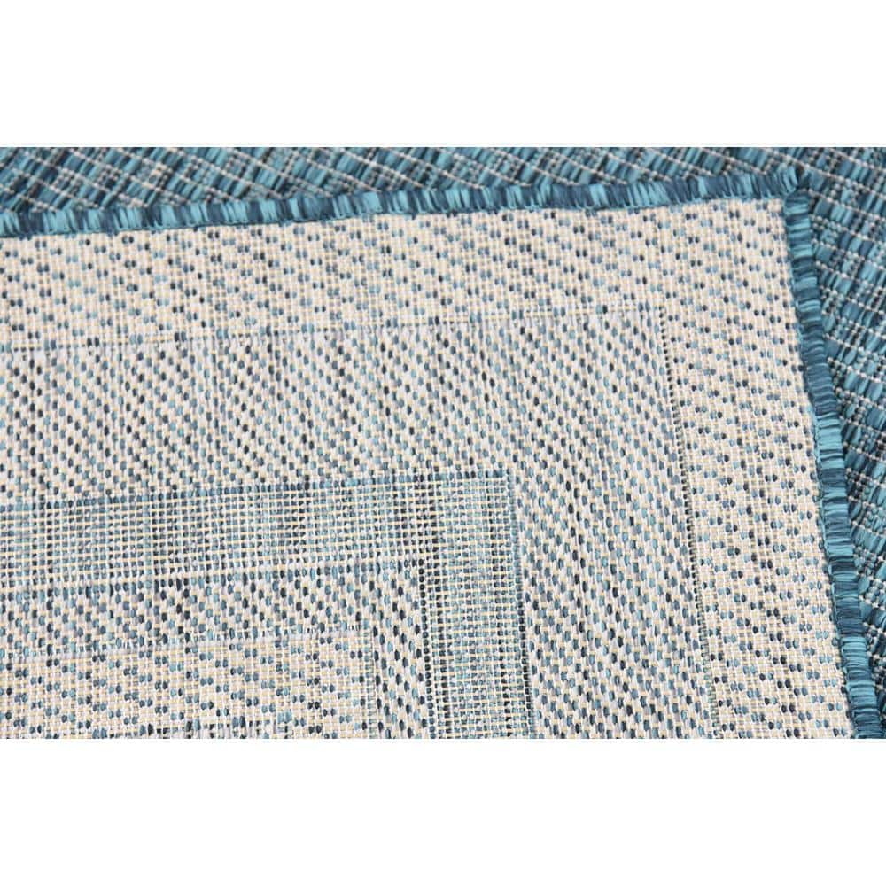 Teal Soft Border Easy Care 4' x 6' Outdoor Rug