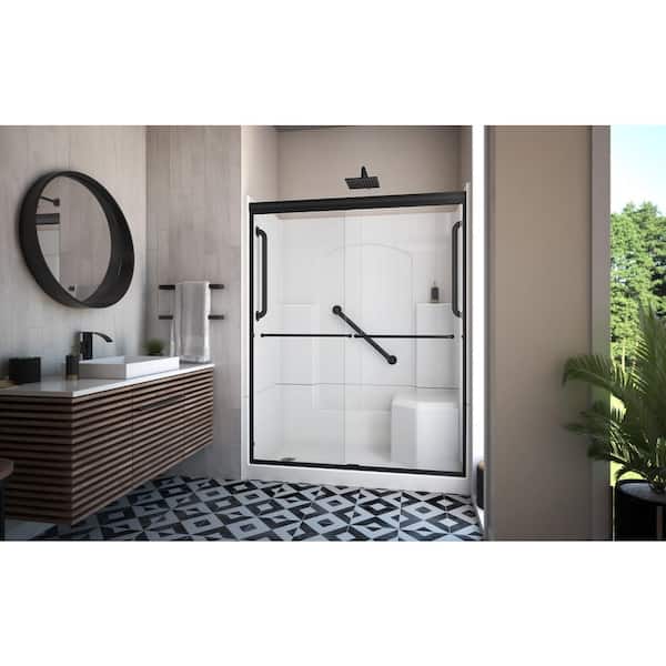 Accessible Living Alliance Plus 60 in. L x 32 in. W x 77.5 in. H Alcove Left Drain Shower Door Kit in Matte Black