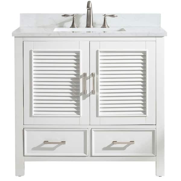 Estate 36 in. W x 22 in. D Bath Vanity in White with Quartz Vanity Top in White with White Basin