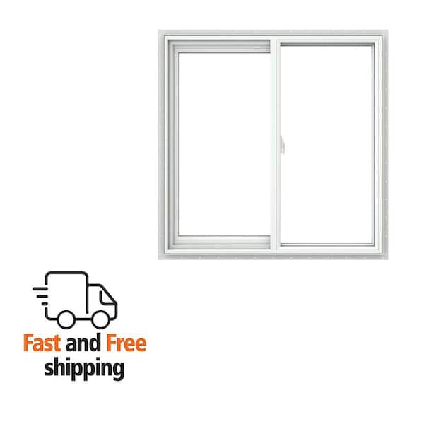 V-2500 36 in. x 36 in. White Vinyl Nailfin Sliding Window with Low E, Argon, Screen, and No Grids