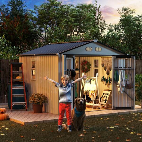 ToolCat 8x8 ft Outdoor Metal Storage Shed with 4 Windows, Lockable