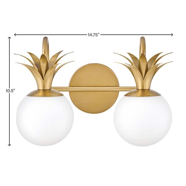 HINKLEY - Palma 14.75 in. 2-Light Heritage Brass Vanity Light