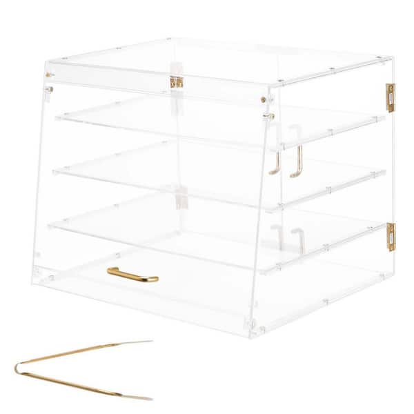 Bakery Display Case, 4-Tier Commercial Countertop Pastry Display Case, Clear Acrylic Bread Box, 20.9 x 17.1 x 16.3 in.